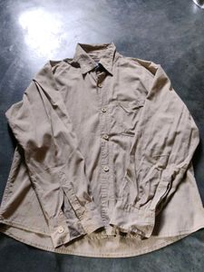 Vintage Style Tan Button-Down Shirt