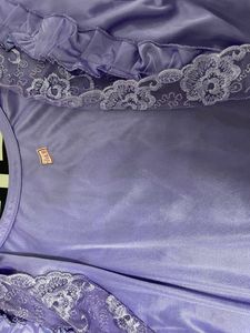 Purple Satin Nighty With Gown