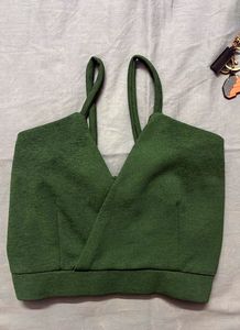 Green Wrap Crop Top