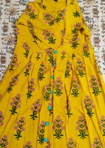 Yellow Graphic Print Kurti