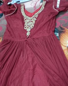 Maroon Colour Gown Beutiful And Attractive