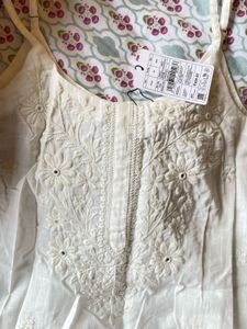 Westside white chikankari spaghetti kurti