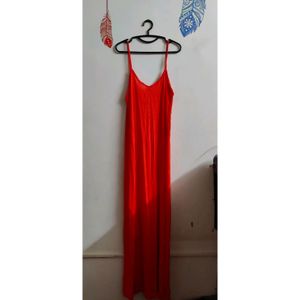 Zara (Spain) Size M Red Maxi Cotton Dress