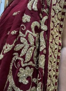 Elegant Embroidered Red Saree without blouse