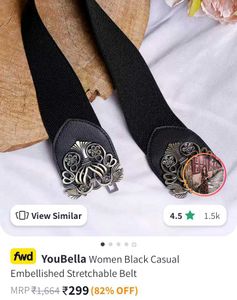Branded Black Embellished Belt