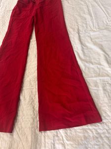 Y2K Red Low Rise Flared Pants