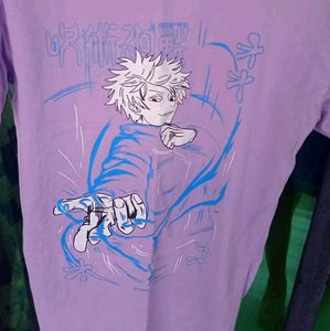 Beautiful White Collar Pink Top &amp;  Anime T-Shirt