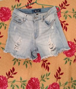Malachi Distressed Light Blue Shorts (Women)