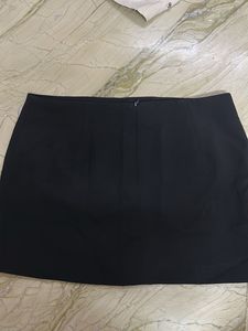 Black Mini Skirt with Slit