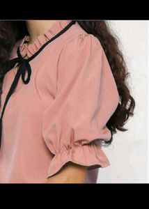 Elegant Pink Tie-Neck Top