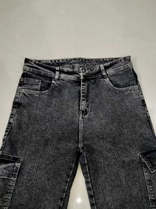 Acid Wash Wide Leg Cargo Jeans❤‍🔥