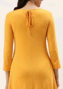 Women Dresses Sleeves Fit Flare Yellow