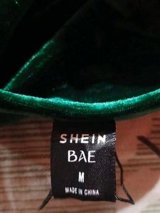 SHEIN Emerald Deep Green Velvet Ruched Dress