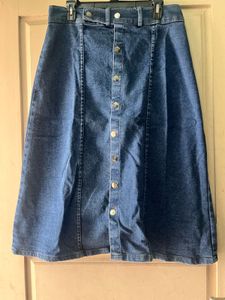 Denim Button-Down A-Line Skirt