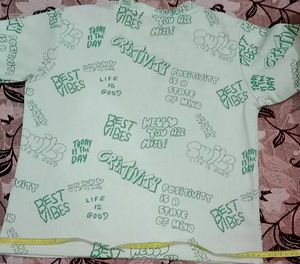 Typography Green Top/Tshirt