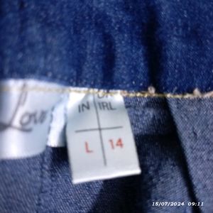 Button Front Denim Skirt