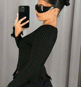 Distressed Black Knit Sweater