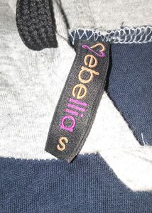 Crop Top Hoodie (S) Size Blue And Grey Colour
