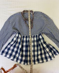 Zara Checkered Long Sleeve Top Bust 38