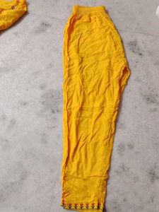 Yellow Embroidered Kurti Dress