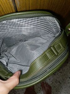 Vintage Olive Green and red crossbody bag