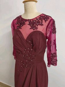 Elegant Maroon Evening Gown