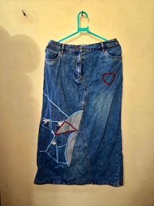 Denim Y2k Skirt With Back Slit