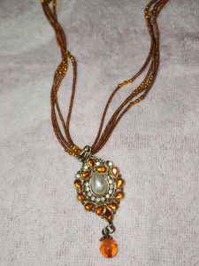 Orange & Pearl Beaded Necklace