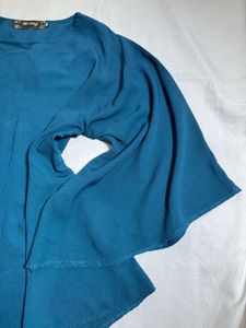 Blue Flared Sleeve Top