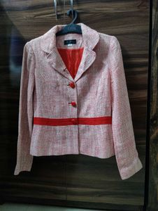 Korean Elegant Red Tweed Blazer