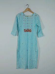 Light Blue Embroidered Kurta &amp; Duppata (Women&#39;s)