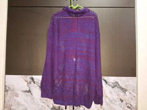 Purple Knit Polo Sweater