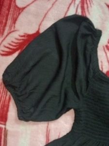 Square Neck, Puffy Sleeves, Crop Top