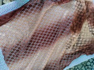 Vintage Brown &amp; Tan Lace Fabric