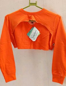 Orange Cropped Long Sleeve Top
