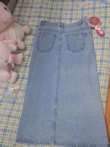 Denim Midi Skirt with Slit