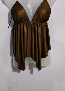 Y2K Brown Halter Top