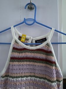 Striped Knit Halter Top - XS