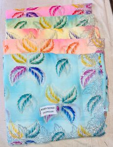 Colorful Leaf Print Saree