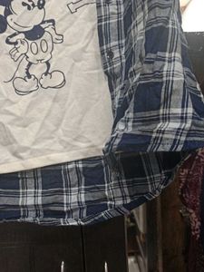 Blue Plaid Shirt &amp; Tee