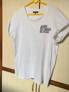 Zudio White T-shirt For Women Pure Cotton