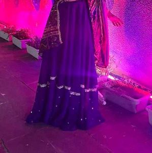 Purple Mirror Work Lehenga
