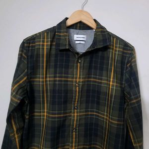 Jack &amp; jones Olive Green Plaid Shirt