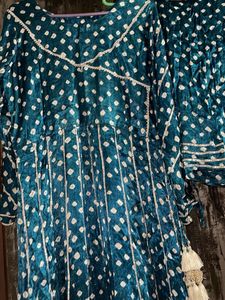 Teal Velvet Salwar Kameez Set - Muglai Style