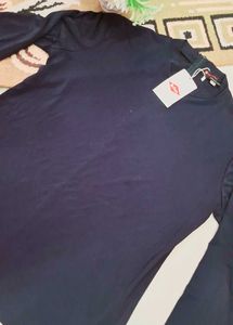 Lee Copper Full Sleeves Zipped Navy Blue Tshirt
