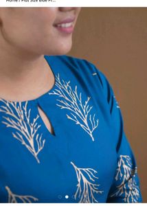 Blue printed Cotton Straight Kurta With Palazzos