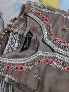 Elegant Embroidered Brown Salwar Kameez
