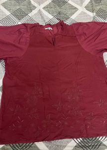 Burgundy Embroidered Blouse