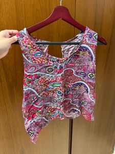 Sexy back sleeveless printed top