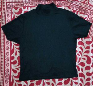 Black high neck ribbed top